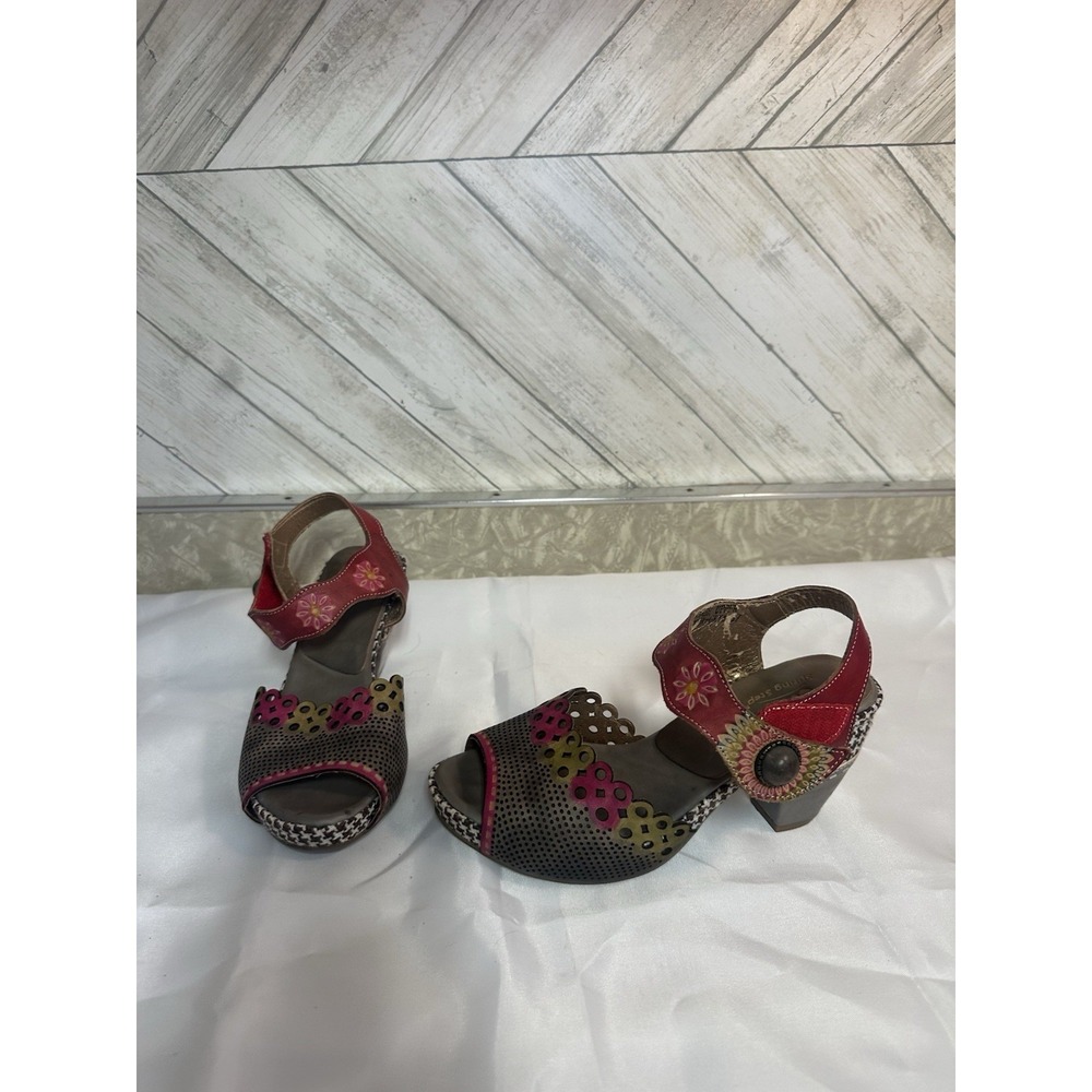 Spring Step Leather Upper Jacinta Size 37 Block Heel Retro Strap
